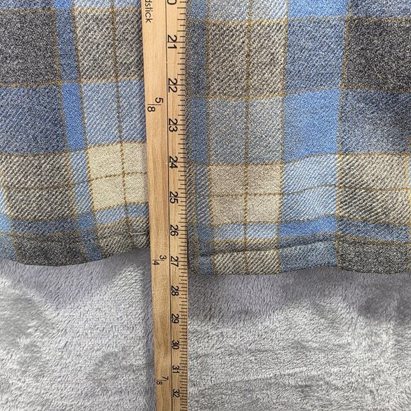 Vintage Chippewa Woolen Mills Jacket Mens Large Blue Gray Wool Plaid Shacket - Picture 9 of 11